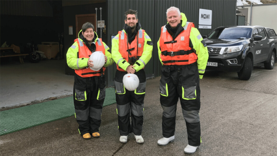 From left: Mowi Scotland quality systems manager Nicola MacColl, Naturland aquaculture and fisheries manager Gai Fox, and Mowi technical director Dougie Hunter. Photo: Mowi.