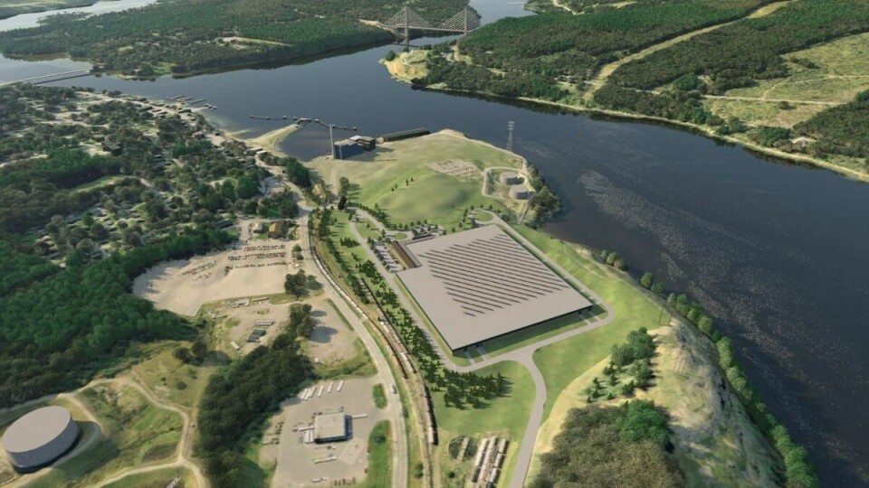 The Whole Oceans Atlantic salmon farm in Bucksport, Maine, will be built on the site of a former paper mill. Image: Whole Oceans.