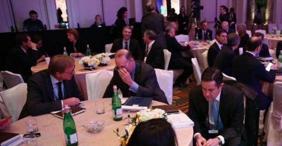 Cermaq's EO Geir Molvik (left ) at the Fortune and Time Global Forum in Rome. Image: Cermaq.