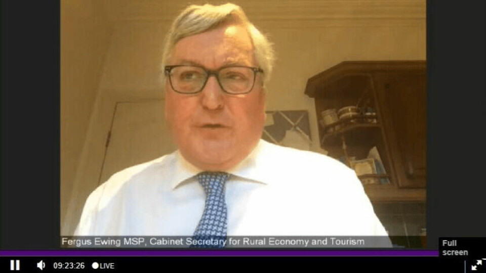 Rural economy secretary Fergus Ewing speaks to members of the REC Committee online during today's meeting, which was broadcast live on Scottish Parliament TV.