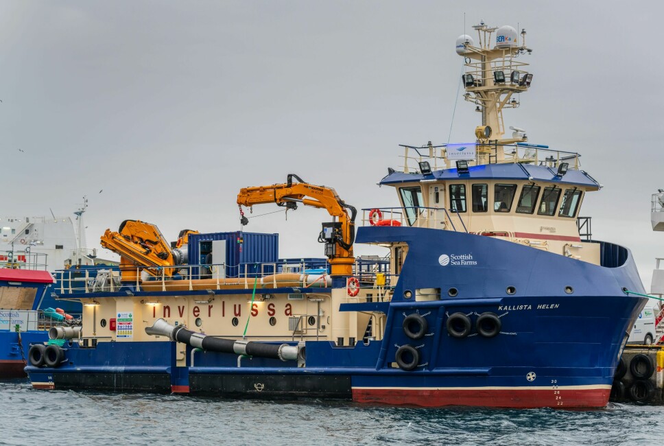 The 26-metre delousing vessel Kallista Helen, owned and operated by Inverlussa Marine Services, is on a long-term contract with SSF and has been fitted with a Thermolicer as part of the fish farmer's policy to increase resources available to tackle lice early.