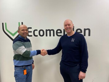 Ecomerden chief executive Jan Erik Kyrkjebø , left, and Fiizk Holding CEO Torstein Rønning announce the merger of the companies. Click on image to enlarge. Photo: Fiizk. Ecomerden chief executive Jan Erik Kyrkjebø , left, and Fiizk Holding CEO Torstein Rønning announce the merger of the companies. Click on image to enlarge. Photo: Fiizk.