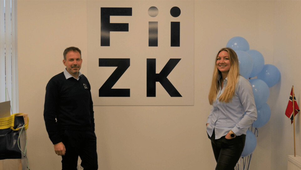 Kevin Skarholt, left, and Ashleigh Currie at the opening of Fiizk's UK and Ireland office, in Stirling, last week. Photo: FFE.
