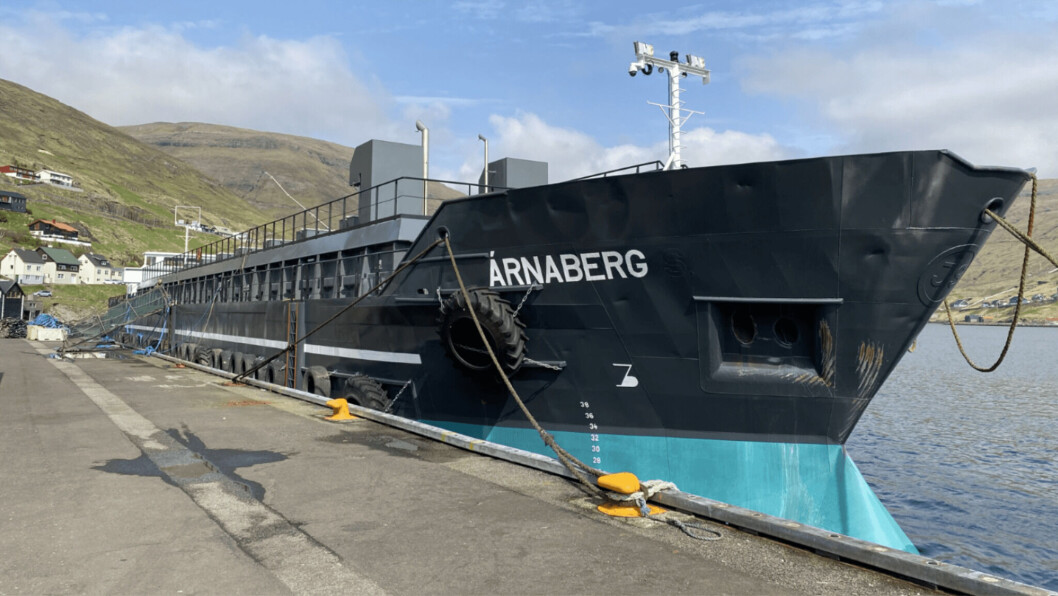 Calm before the storms: the ship-design feed barge pictured at the quayside. Photo: JT electric. Calm before the storms: the ship-design feed barge pictured at the quayside. Photo: JT electric.