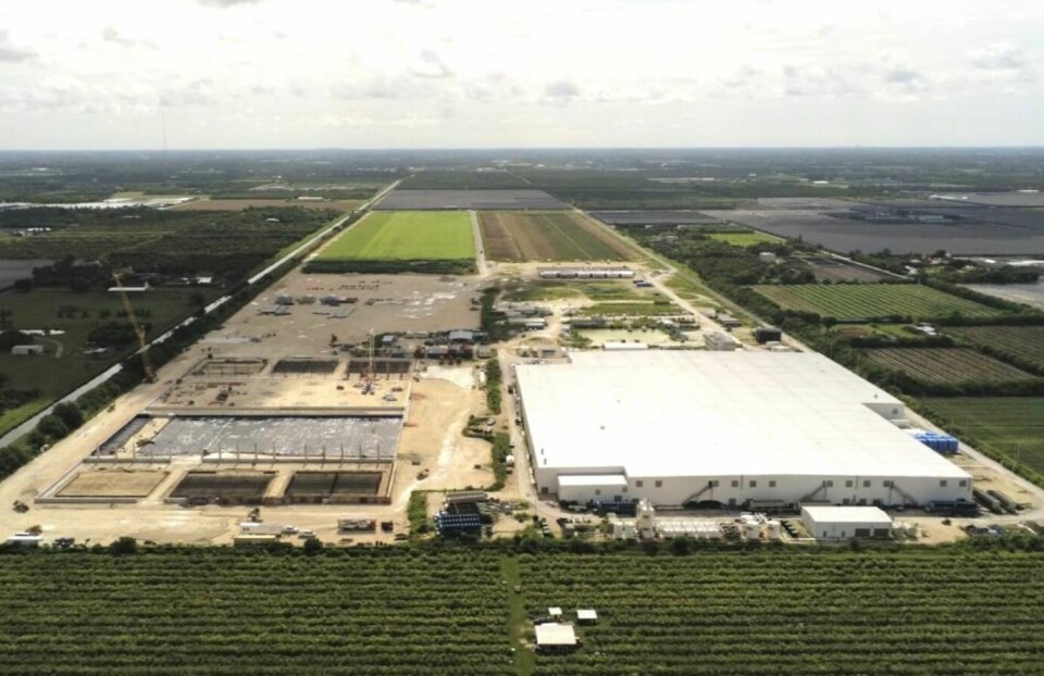Atlantic Sapphire's Bluehouse facility pictured in 2021. Construction work on expanding the facility is ongoing. Photo: Atlantic Sapphire.
