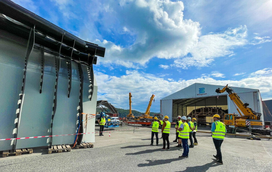 High activity at the construction site in Bamble, where SalMar employees were given a tour.