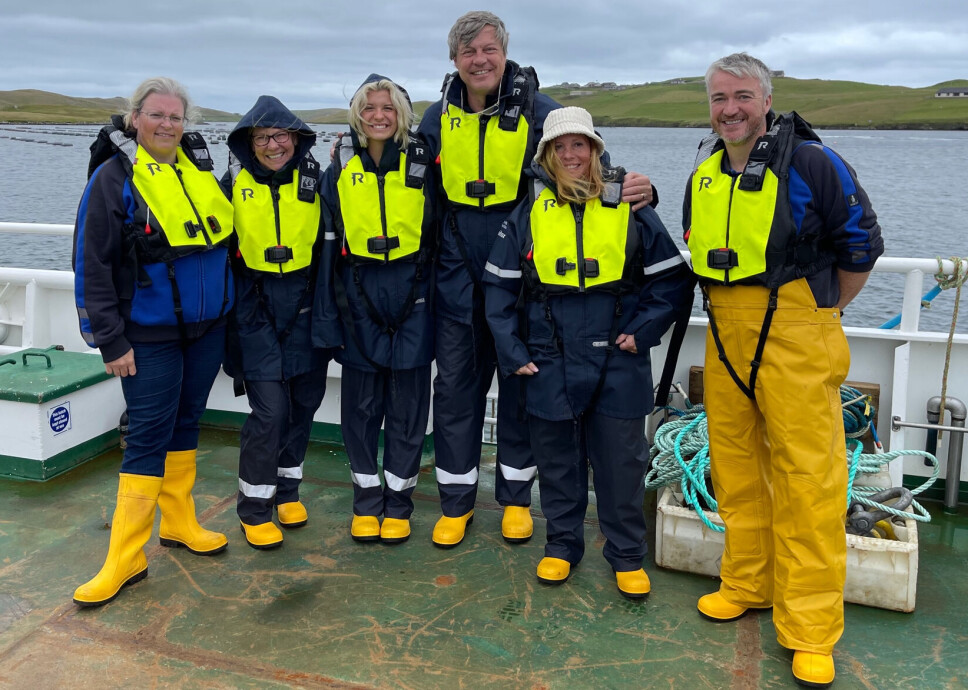 SSF's sustainability and development chief Anne Anderson, left, and Shetland West area manager Robbie Coutts, right, hosting Rollie Wesen, associate professor of the College of Culinary Arts at Johnson & Wales University in the US, third from right.
