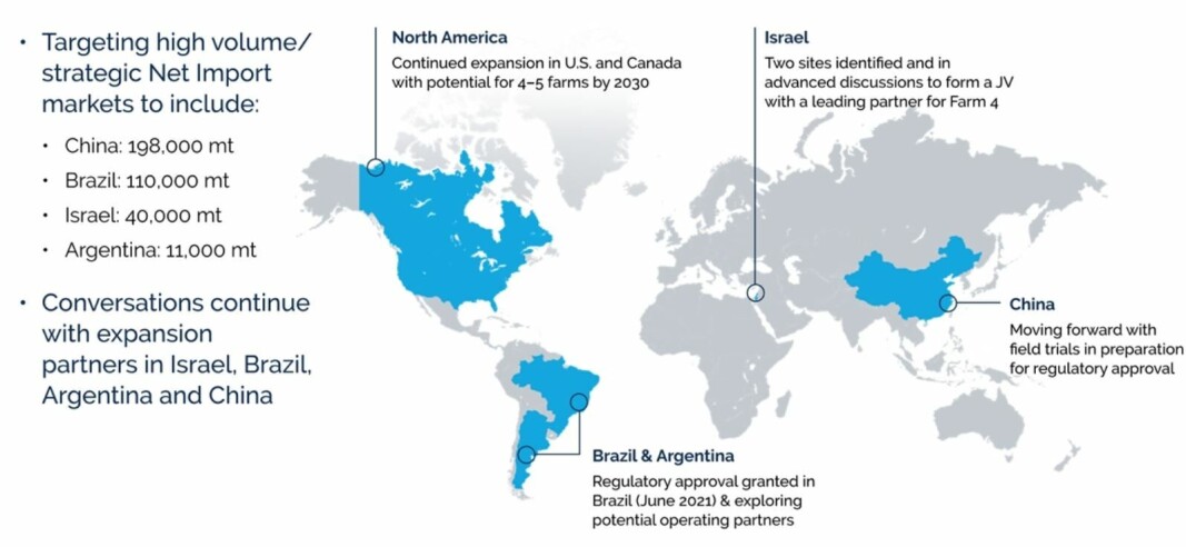 AquaBounty is targeting countries that are large consumers and importers of salmon, and has prioritised Israel for its first farm outside North America. AquaBounty is targeting countries that are large consumers and importers of salmon, and has prioritised Israel for its first farm outside North America.