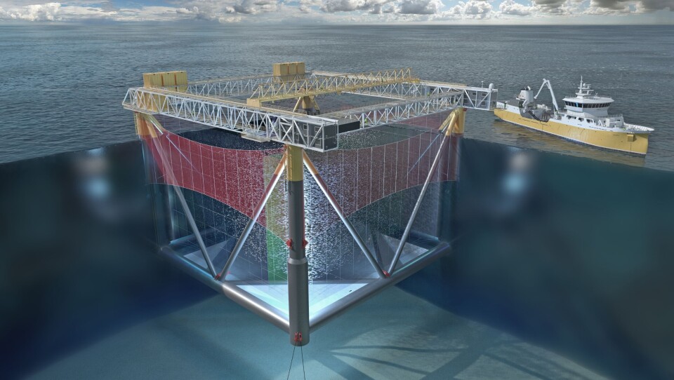 The GM Aqua offshore cage was rejected by the Fisheries Directorate but that decision has been overturned on appeal. Click on image to enlarge. Image: Global Maritime.