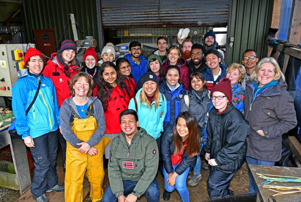 ACES leader Professor Elizabeth Cottier-Cook (furthest right) takes students on a field trip to Caledonian Oysters, Argyll during semester one at the Scottish Association for Marine Science (SAMS), a partner of UHI. ACES leader Professor Elizabeth Cottier-Cook (furthest right) takes students on a field trip to Caledonian Oysters, Argyll during semester one at the Scottish Association for Marine Science (SAMS), a partner of UHI.