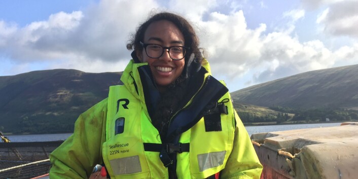 ACES 2020 alumni Aaliyah Malla during an ACES salmon farm field trip in Scotland. ACES 2020 alumni Aaliyah Malla during an ACES salmon farm field trip in Scotland.