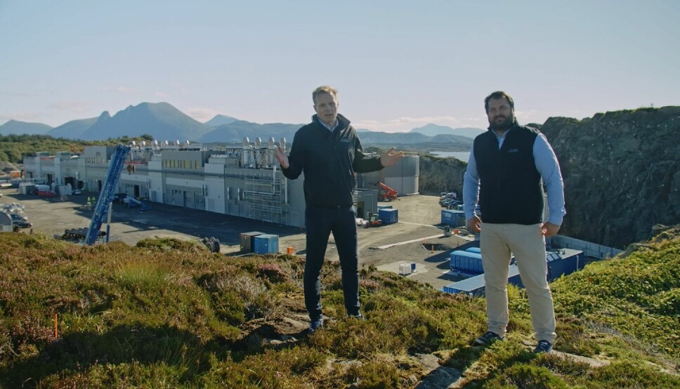 Trond Håkon Schaug-Pettersen, left, appearing with Håkon André Berg in a Salmon Evolution video. Schaug-Pettersen is now interim CEO as well as CFO following Berg's decision to resign.