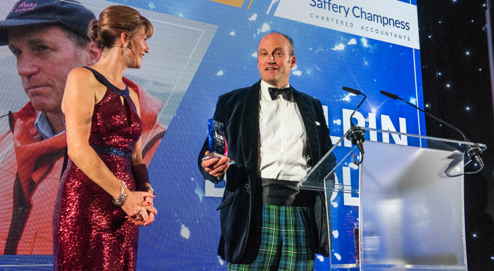 Gilpin Bradley receiving his Ambassador of the Year award from host Nicky Marr at the Highlands and Islands Food & Drink Awards in Inverness last year.