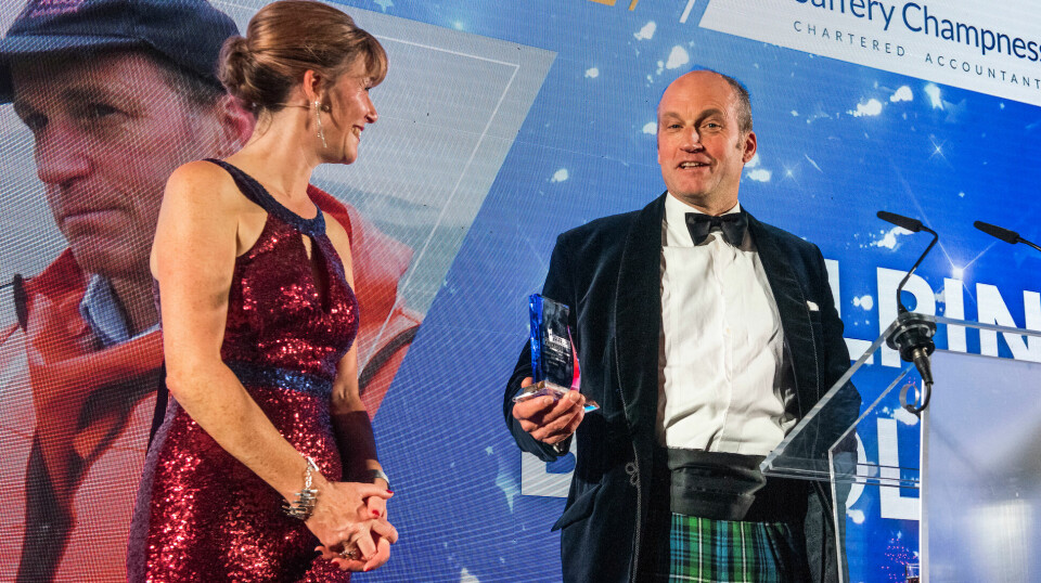 Gilpin Bradley receiving his second Ambassador of the Year from host Nicky Marr at the Highlands and Islands Food & Drink Awards last year.