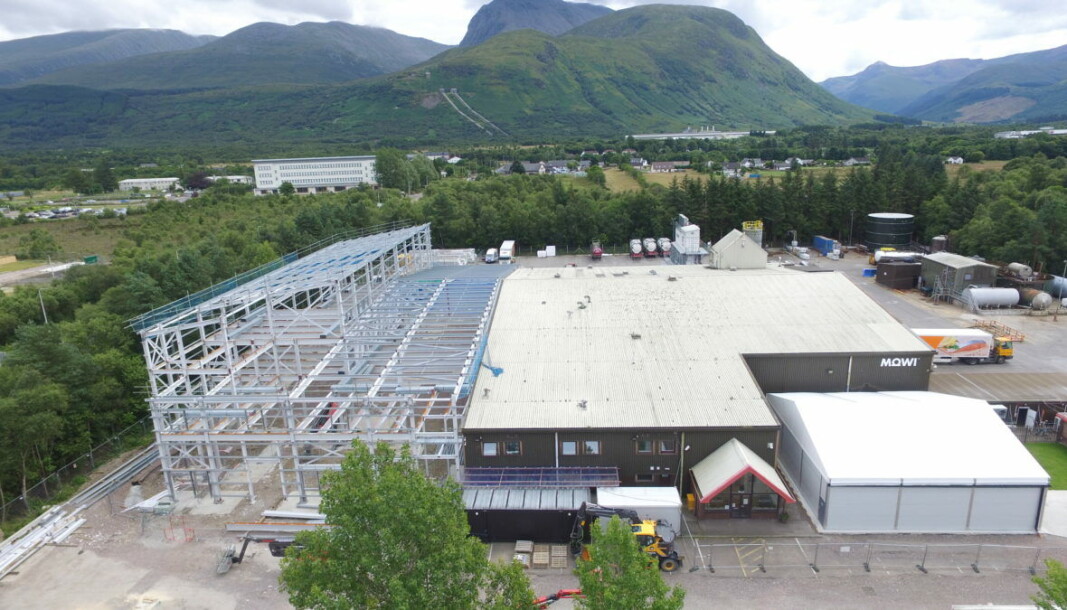 An aerial photo of Mowi's Blar Mhor processing plant taken from the October issue of the company's newsletter. The expansion of the facility will increase capacity and improve efficiency. An aerial photo of Mowi's Blar Mhor processing plant taken from the October issue of the company's newsletter. The expansion of the facility will increase capacity and improve efficiency.