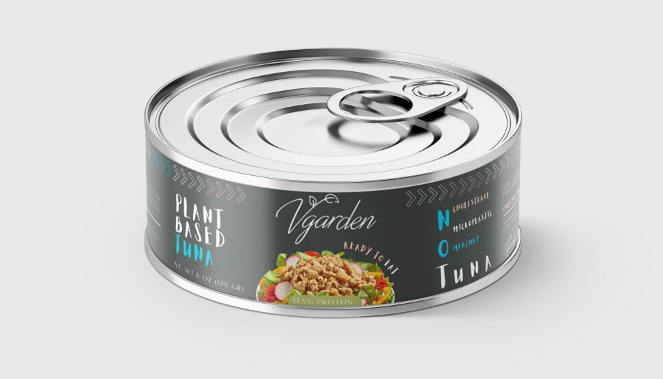 Vgarden's plant-based tuna analogue comes in a tin for non-chilled storage.