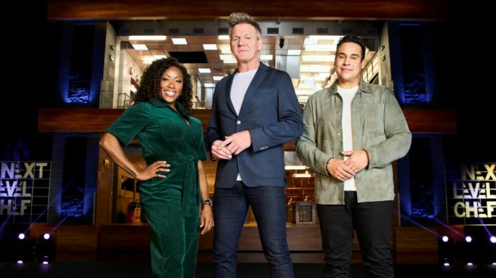 From left: Next Level Chef mentors Nyesha Arrington, Gordon Ramsay and Paul Ainsworth. The show, which starts tomorrow, is sponsored by Mowi.