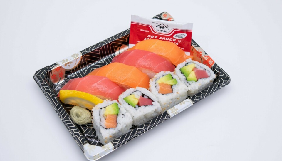 Kikka Shushi's vegan salmon and tuna use the root vegetable konjac as a base.