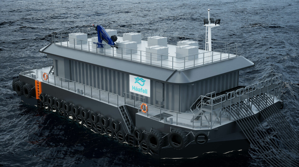 Illustration of the feed barge designed by JT electric for Icelandic salmon farmer Háafell.