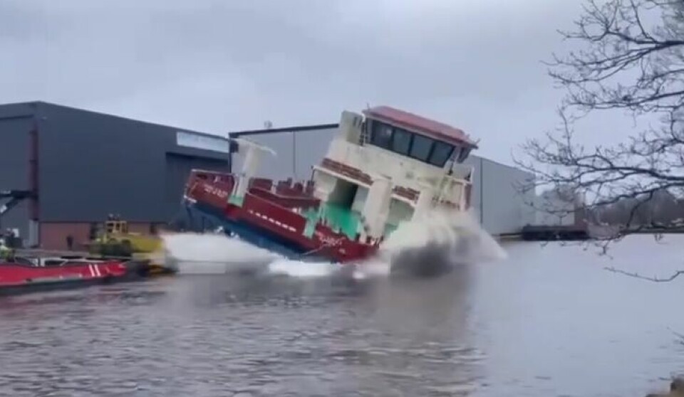 The Isaac Eslea is launched side-on in the Netherlands. Watch the launch here.