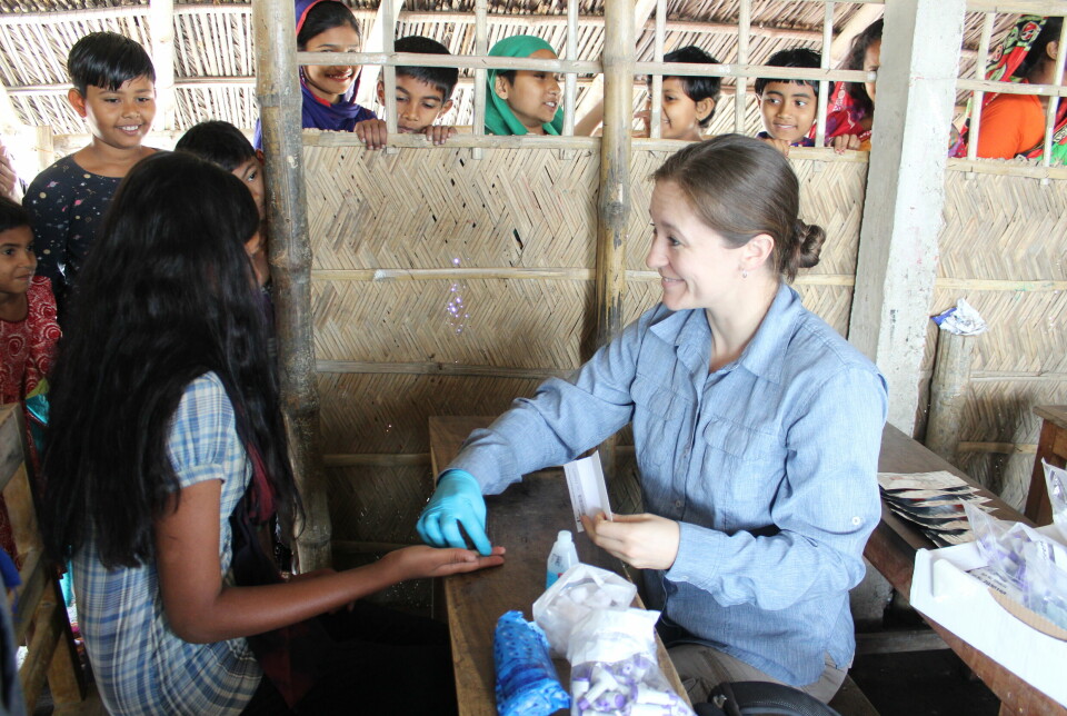 IoA research fellow Alexandra Pounds taking blood samples in Bangladesh during the project to develop a new metric.