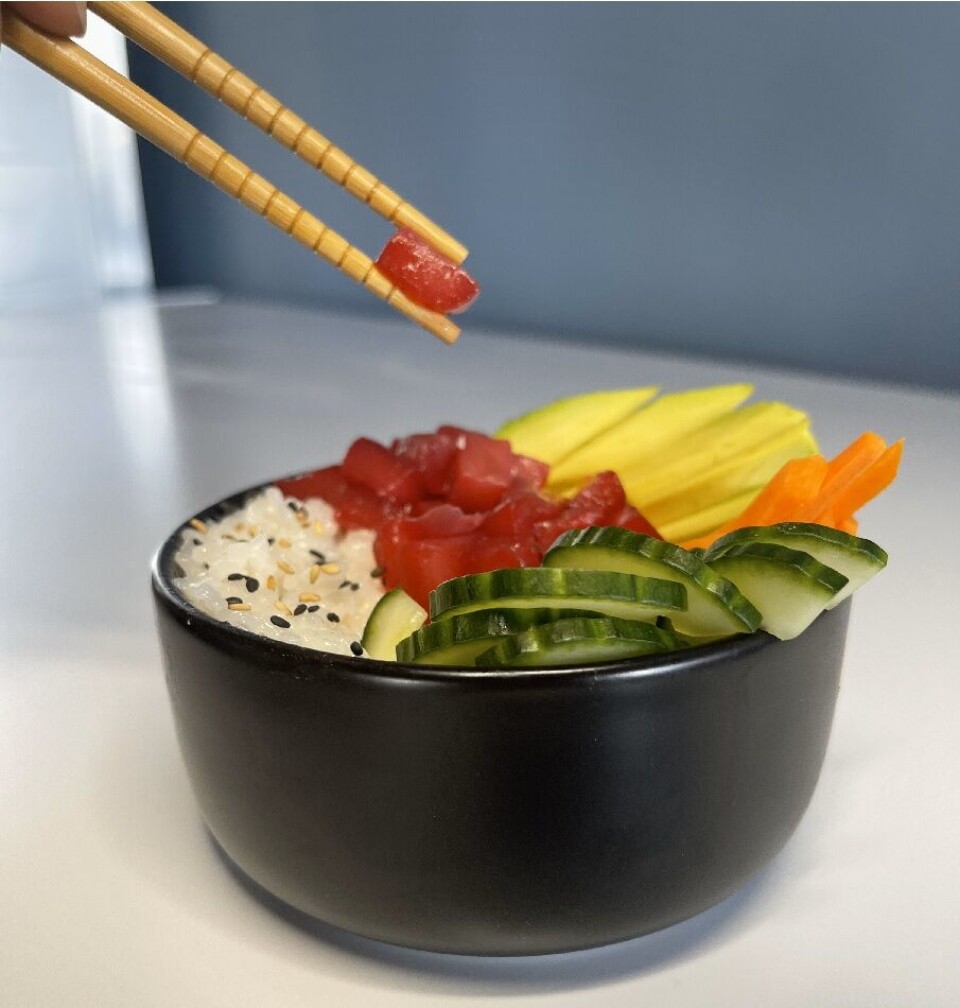 A poke bowl containing ACF's mycoprotein-based tuna.