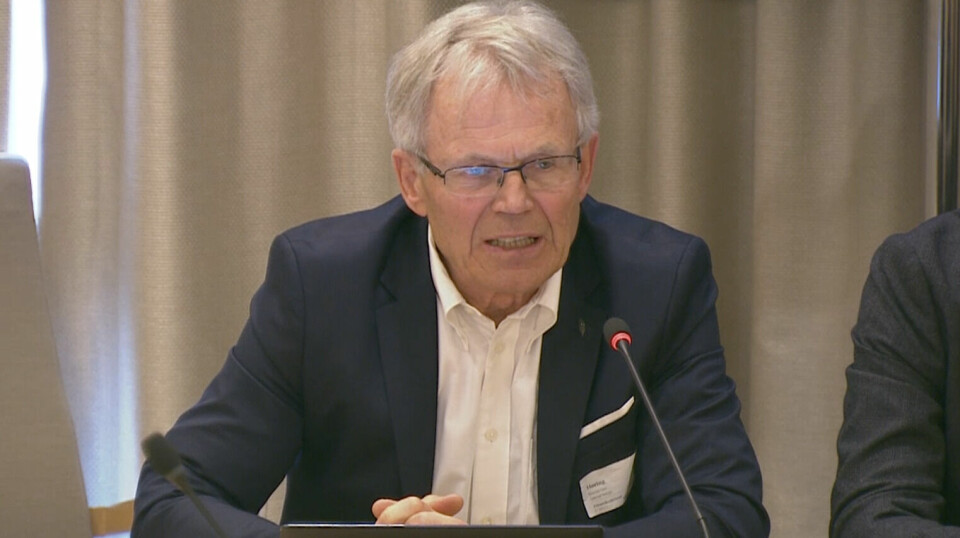 Nordlaks chairman Kjell Bjordal representing Sjømat Norge during the hearing on ground rent tax on Monday.