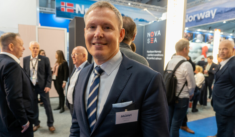 Mowi chief executive Ivan Vindheim pictured at Seafood Expo Global in Barcelona last month. He has praised a 'stellar operational performance' by staff for record-breaking results in Q1.