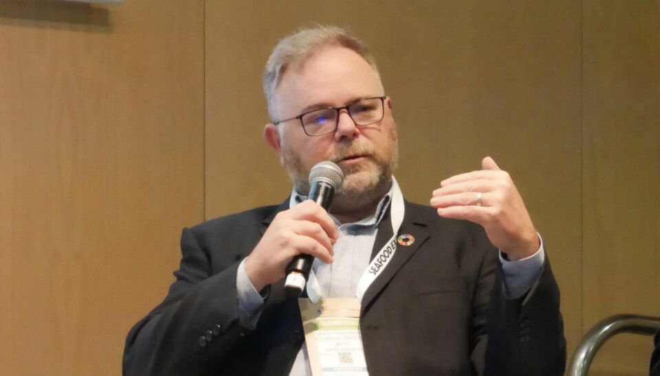 IFFO technical director Dr Brett Glencross taking part in a panel discussion at Seafood Expo Global in Barcelona last year. He is the lead author of a review paper that calls for a more holistic approach to feed and food production.