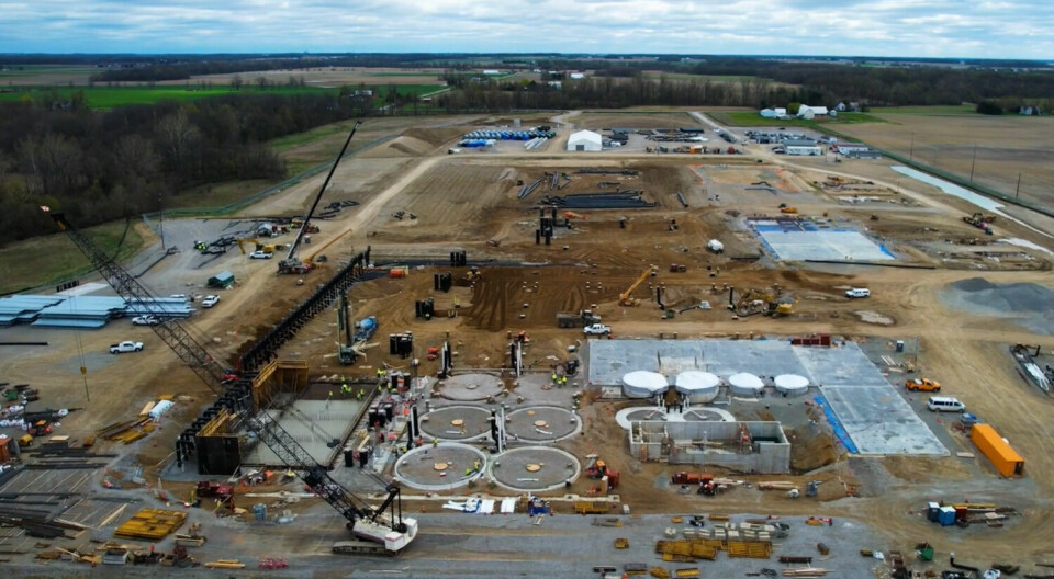 AquaBounty's under-construction salmon farm in Pioneer, Ohio. The cost of the build has risen to almost $500m.