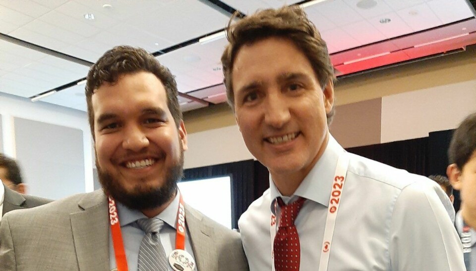 Canadian PM Justin Trudeau, right, pictured with Isaiah Robinson, a member of the Coalition delegation to Ottawa, and Kitasoo Xai’xais councillor and Kitasoo Development Corporation general manager. Despite the PM's smile, his party's policy could lead to the closure of more salmon farms in Coalition territories.
