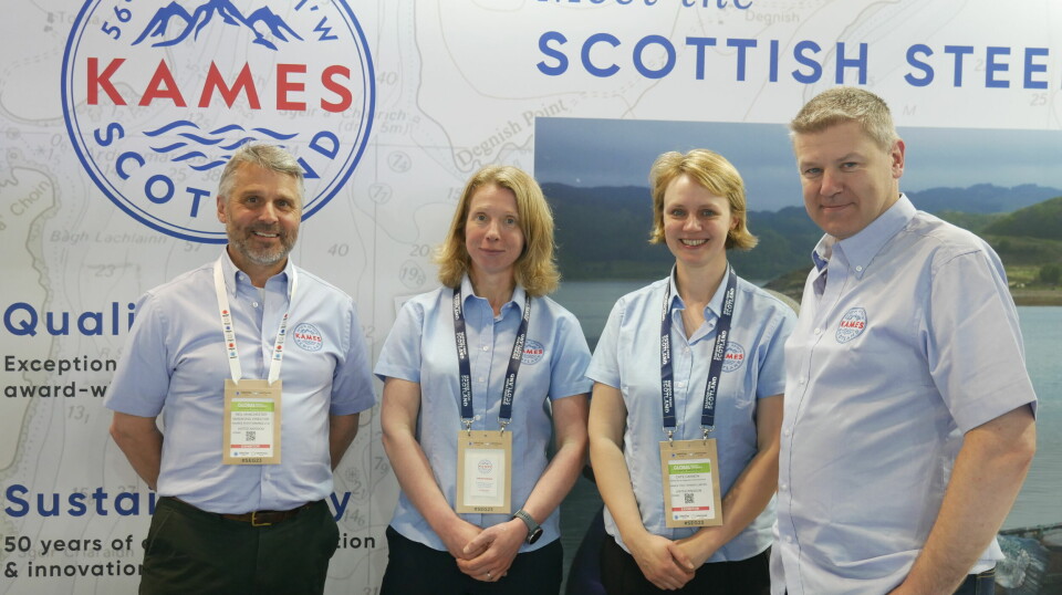 Neil Manchester, left, with the Kames team at Seafood Expo Global in Barcelona last month.