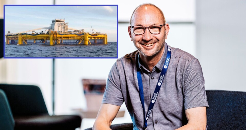 Scottish Sea Farms' environment chief Chris Webb and inset, Ocean Farm 1, the pioneering offshore farm operated by SSF's co-owner, SalMar.