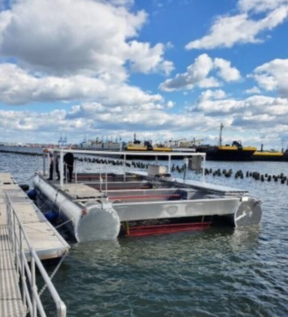 The prototype platform moored in Baltimore Habour.