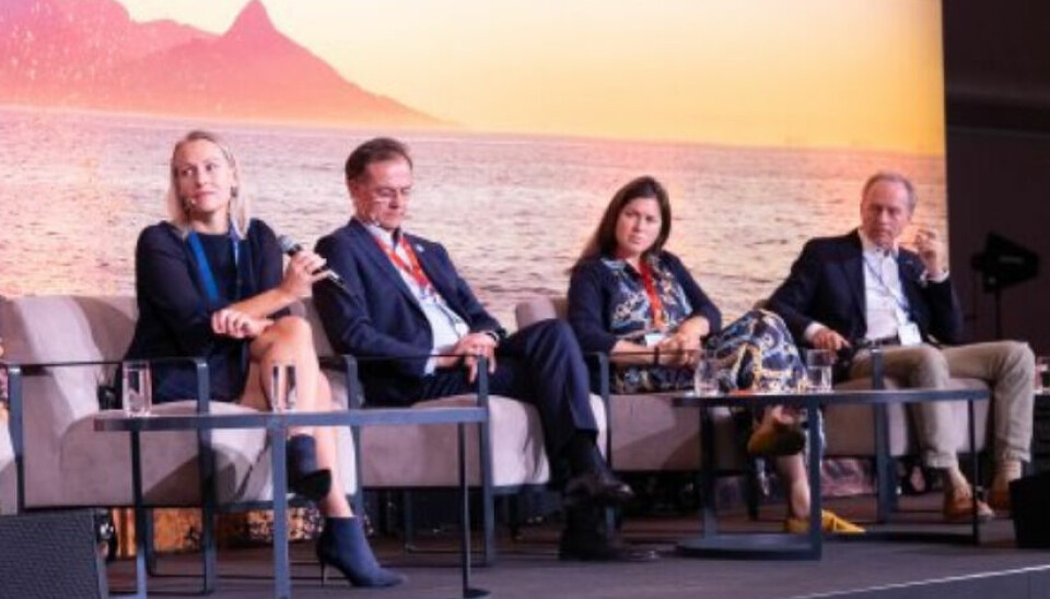 Katherine Bryar, left, takes part in a panel discussion at the IFFO conference in Cape Town.