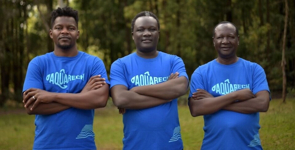 Aquarech founders, from left: James Odede (chief technology officer), Dave Okech (CEO), and Joseph Okeche (operations director).