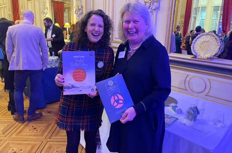 Mairi Gougeon and Bakkafrost Scotland marketing director Su Cox at a promotional event for Scottish salmon.