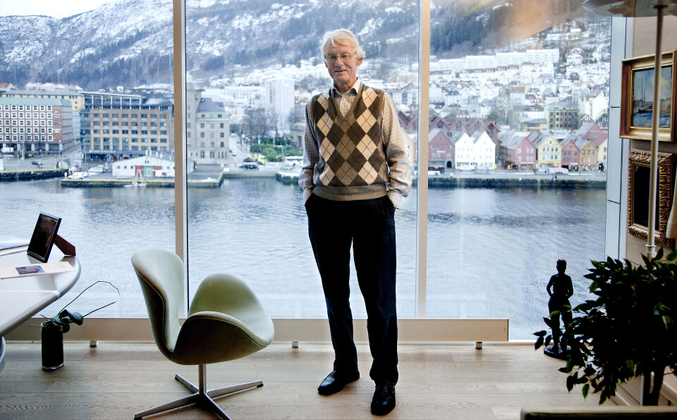Per Grieg, who has died aged 91, in the company's offices in Bergen, overlooking the water and the Bryggen UNESCO World Heritage Site.