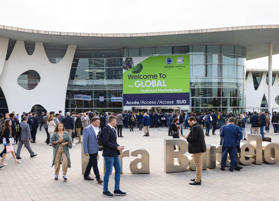 Attendees at the main entrance to the Seafood Expo Global event at Fira Gran Via last year.