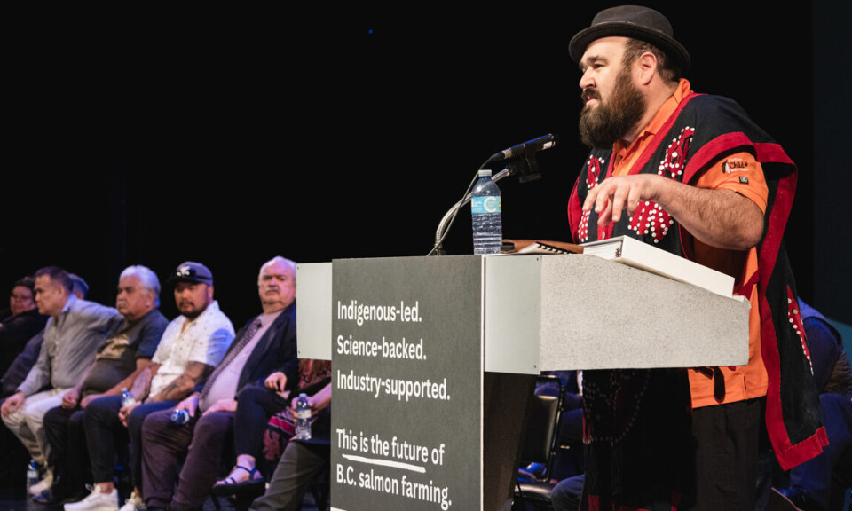 Dallas Smith, a member of the Tlowitsis Nation and the spokesman for the FNFFS, at a recent press conference.