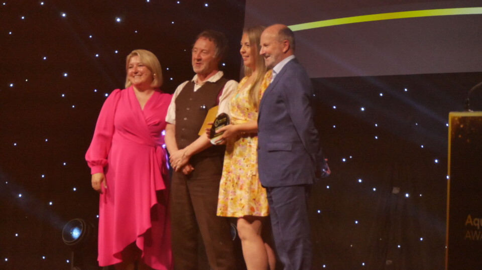 Kim McKinnell collects Bakkafrost Scotland's Animal Welfare award.