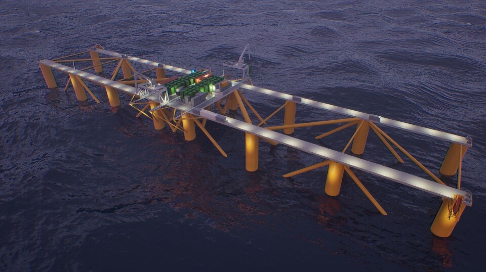 An illustration of the farm Utror plans for Trænabanken, the most northerly of three areas that Norway's Directorate of Fisheries has chosen as potential sites for offshore salmon farming.