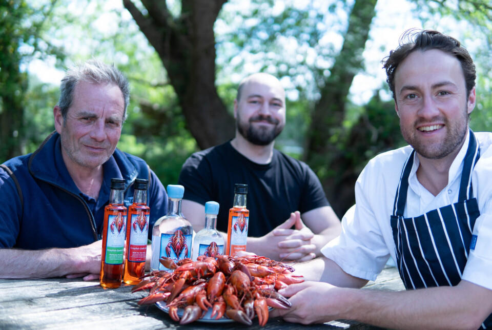 From left: Kennet Crayfish Company managing director Andrew Leech, production manager Tomasz, and marketing manager, Iggy Ilott.