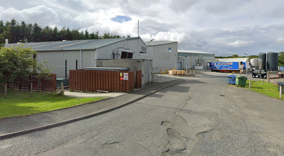The Bakkafrost processing plant at Marybank on the outskirts of Stornoway, Isle of Lewis.