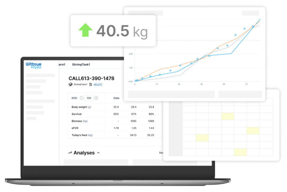 An example of the Wittaya Aqua platform used, in this instance, for shrimp farming data.