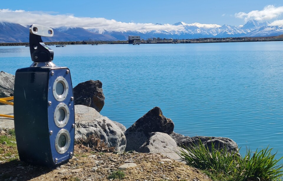 Ace Aquatec's range of AI-enabled products includes the A-Biomass camera, pictured here in front of New Zealand's Southern Alps.