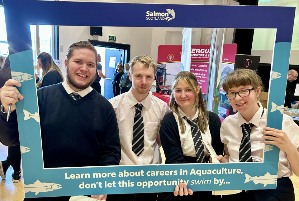 Pupils hold up a selfie frame during the careers event at Lochaber High School last Wednesday.