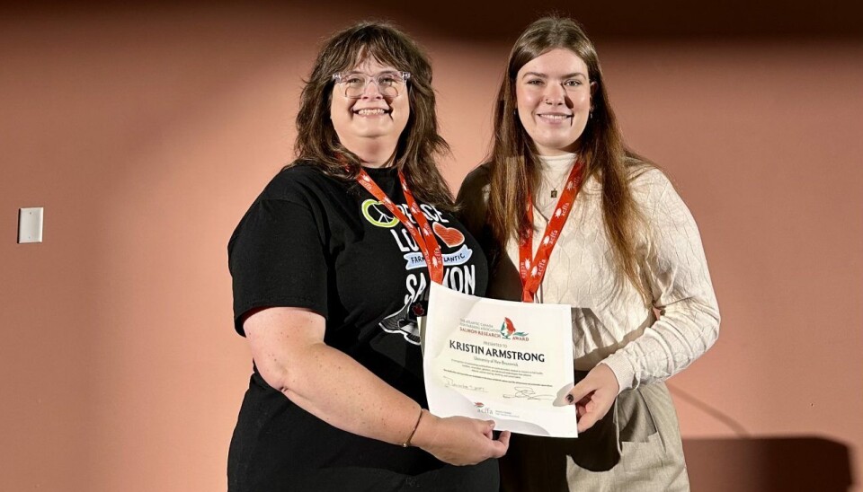 ACFFA’s science liaison coordinator Evie Gagné, left, and Kristin Armstrong.
