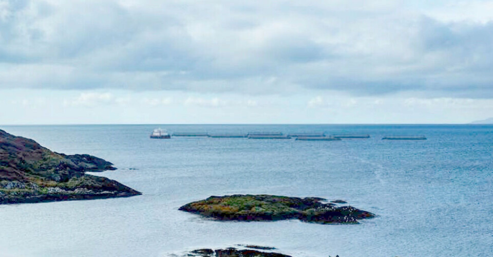 Photomontage of the Bakkafrost Scotland salmon farm from the coastline north of the development (Dun An Trinnse)