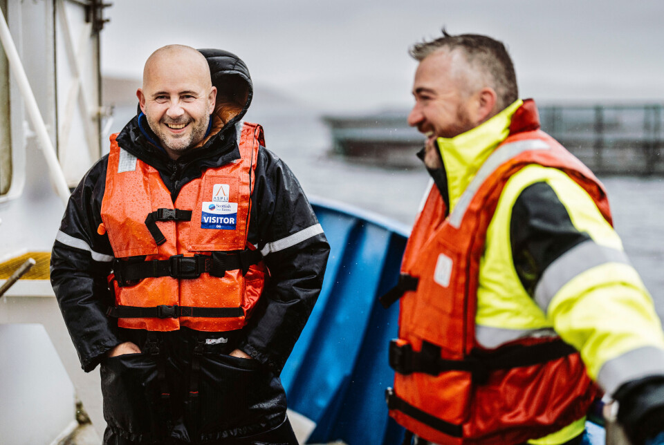 Richard Darbyshire, left, saw good progress made by Scottish Sea Farms in Shetland last year.